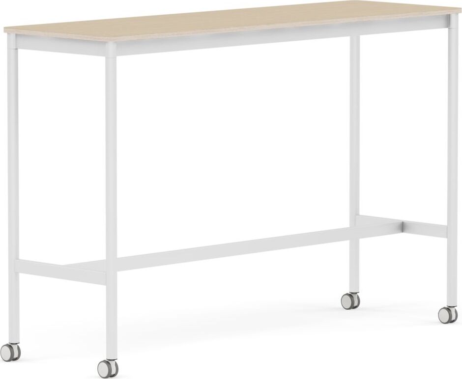 Base Tisch mit Rollen 50 x 160 x 105 cm lackiertes Eichenfurnier weiße Beine