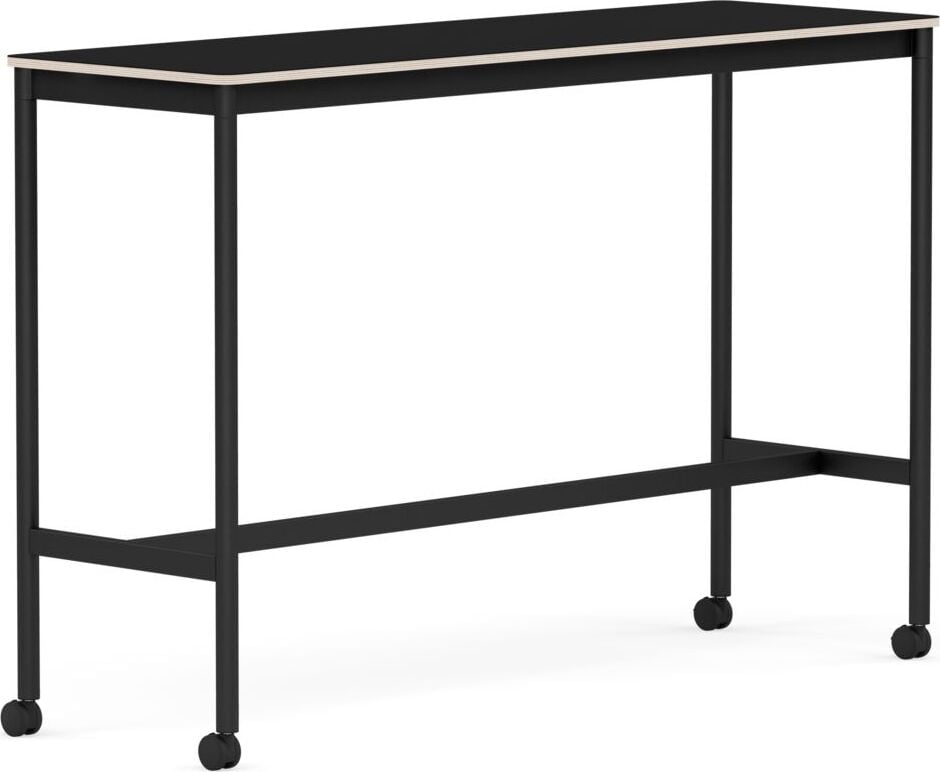 Base Tisch mit Rollen 50 x 160 x 105 cm schwarz laminiert schwarze Beine