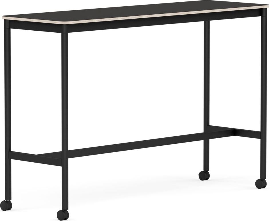 Base Tisch mit Rollen 50 x 160 x 105 cm schwarz Linoleum schwarze Beine