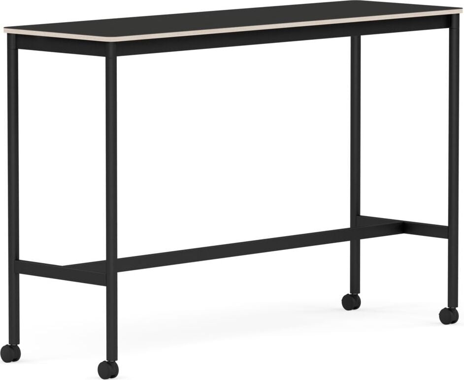 Base Tisch mit Rollen 50 x 160 x 105 cm schwarz Nanolaminat schwarze Beine