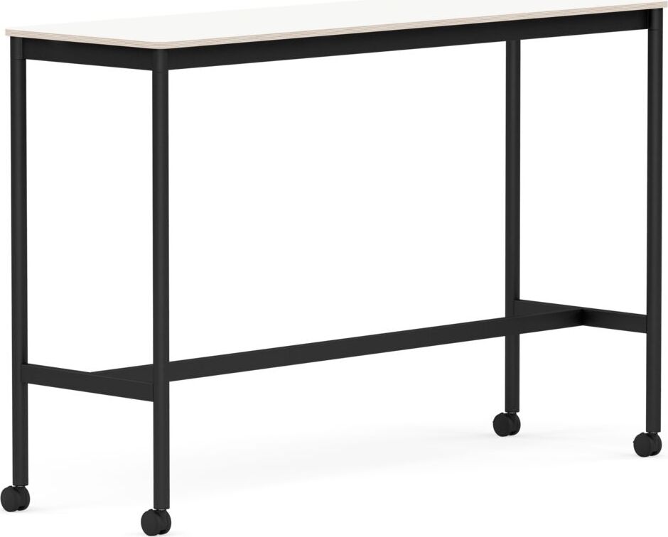 Base Tisch mit Rollen 50 x 160 x 105 cm weiß laminiert schwarze Beine