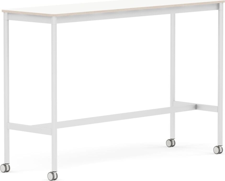 Base Tisch mit Rollen 50 x 160 x 105 cm weiß laminiert weiße Beine