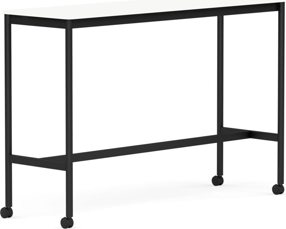 Base Tisch mit Rollen 50 x 160 x 105 cm weiß laminiertes ABS schwarze Beine