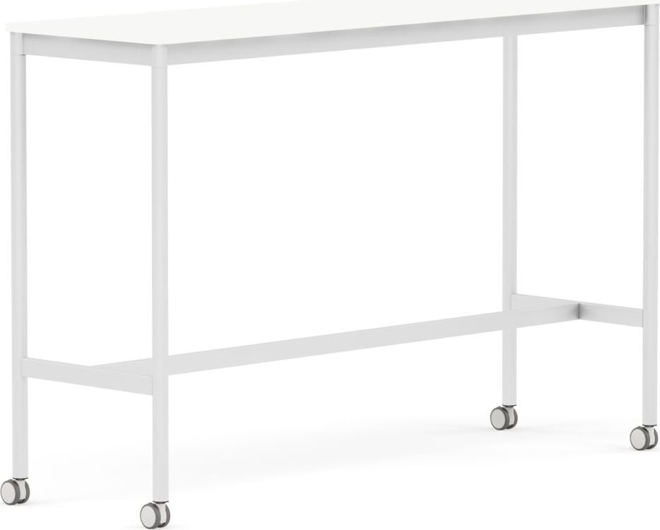Base Tisch mit Rollen 50 x 160 x 105 cm weiß laminiertes ABS weiße Beine