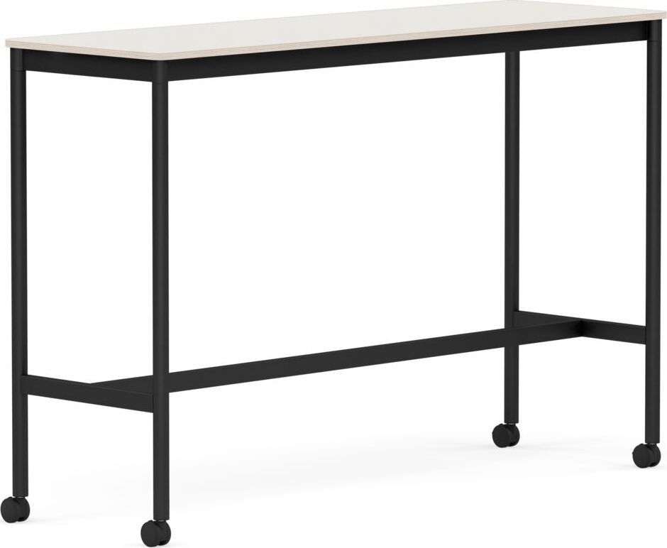 Base Tisch mit Rollen 50 x 160 x 105 cm weiß Nanolaminat schwarze Beine