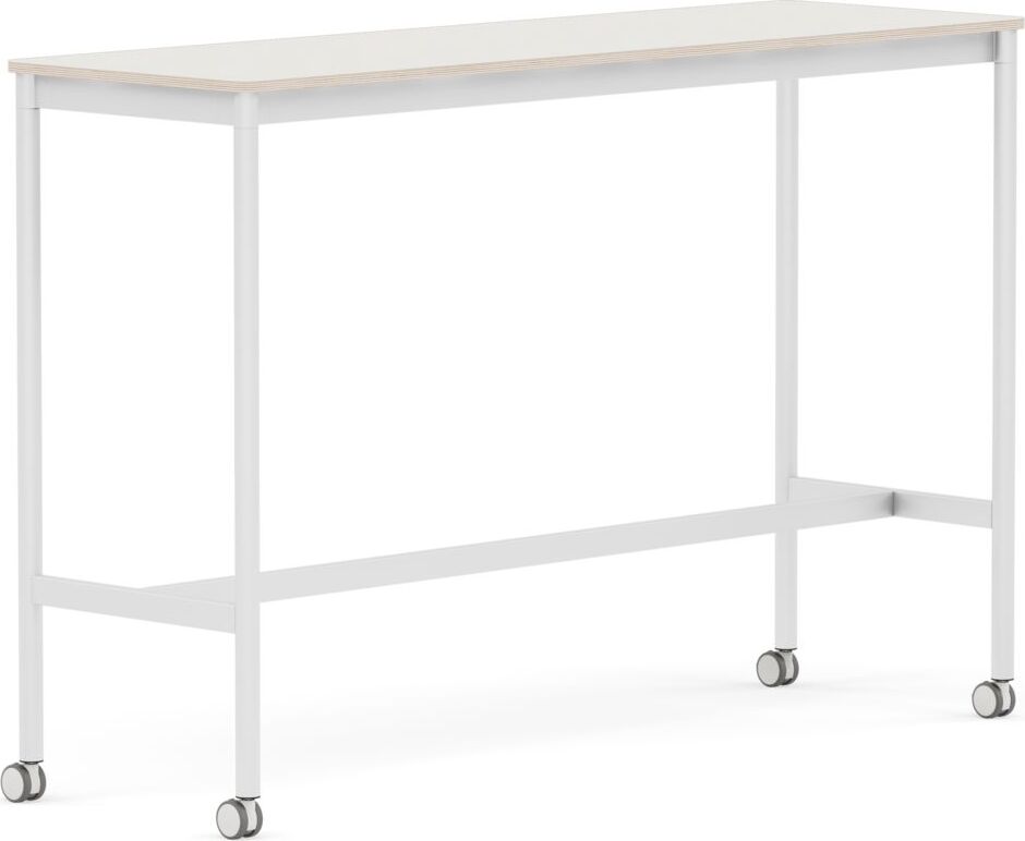 Base Tisch mit Rollen 50 x 160 x 105 cm weiß Nanolaminat weiße Beine