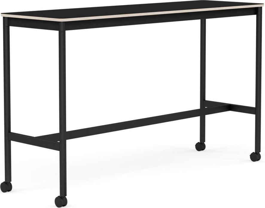 Base Tisch mit Rollen 50 x 160 x 95 cm schwarz laminiert schwarze Beine