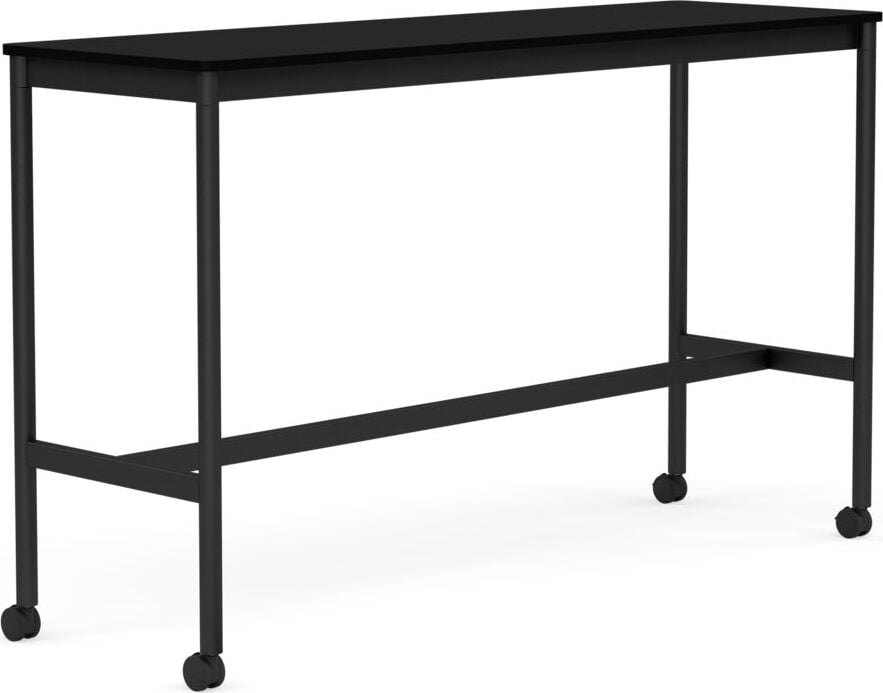 Base Tisch mit Rollen 50 x 160 x 95 cm schwarz laminiertes ABS schwarze Beine