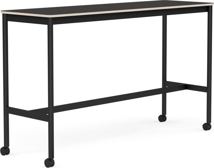 Base Tisch mit Rollen 50 x 160 x 95 cm schwarz Linoleum schwarze Beine