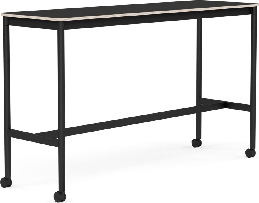 Base Tisch mit Rollen 50 x 160 x 95 cm schwarz Nanolaminat schwarze Beine