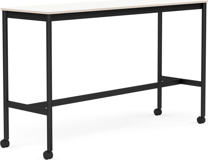 Base Tisch mit Rollen 50 x 160 x 95 cm weiß laminiert schwarze Beine