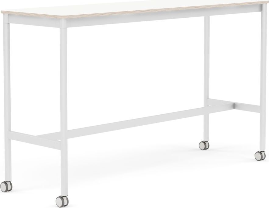 Base Tisch mit Rollen 50 x 160 x 95 cm weiß laminiert weiße Beine
