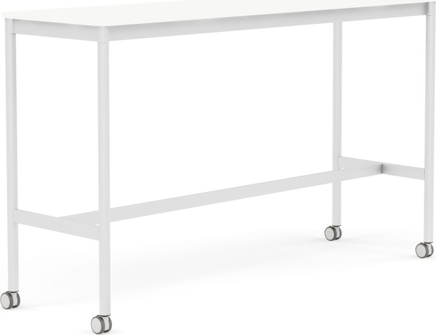 Base Tisch mit Rollen 50 x 160 x 95 cm weiß laminiertes ABS weiße Beine
