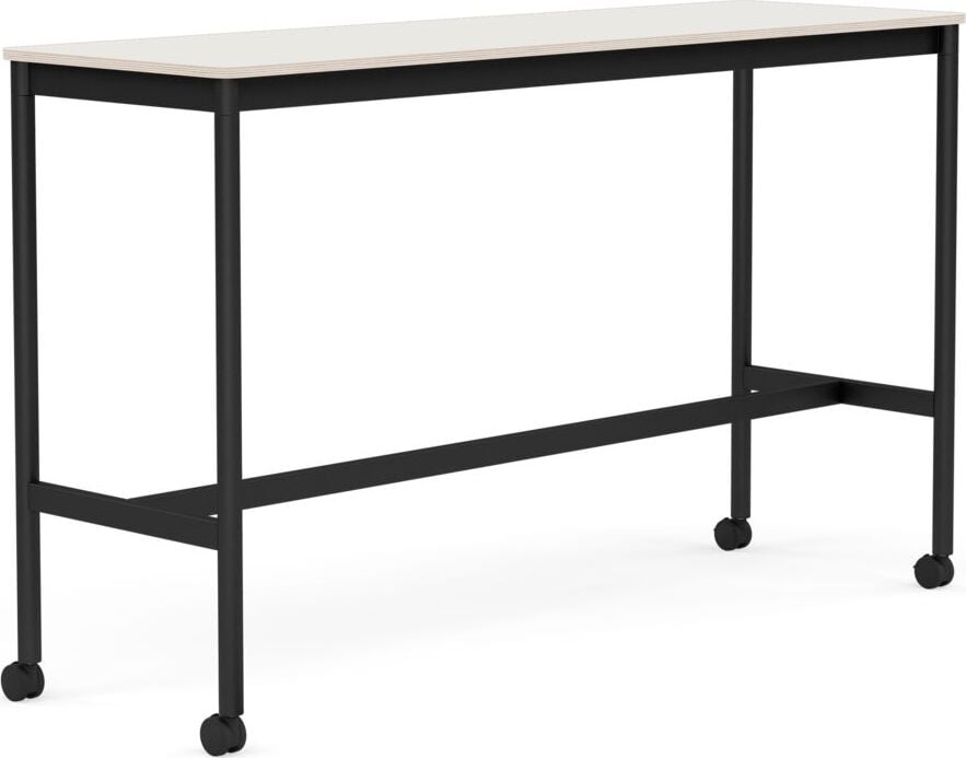 Base Tisch mit Rollen 50 x 160 x 95 cm weiß Nanolaminat schwarze Beine
