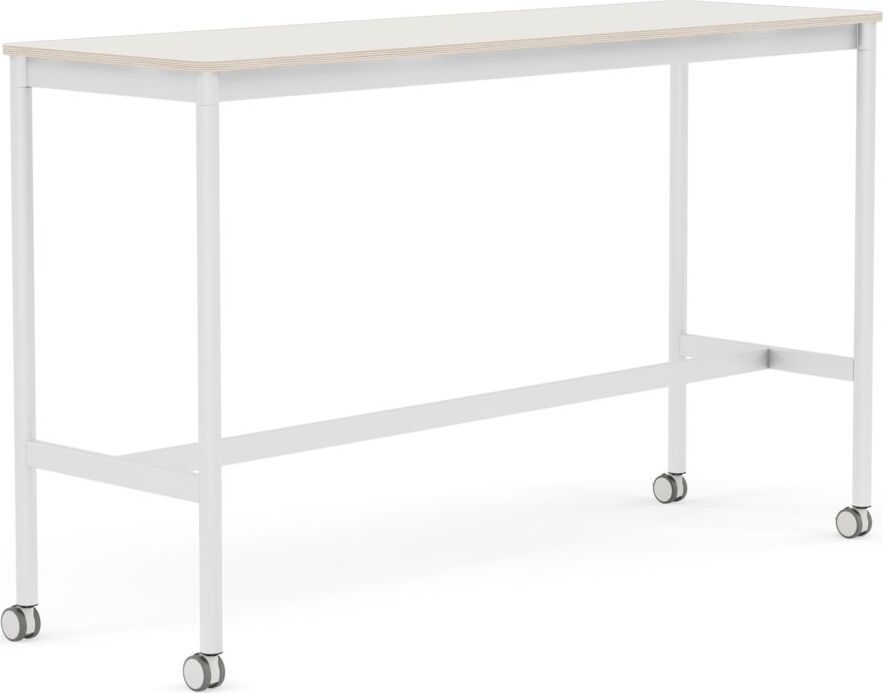 Base Tisch mit Rollen 50 x 160 x 95 cm weiß Nanolaminat weiße Beine