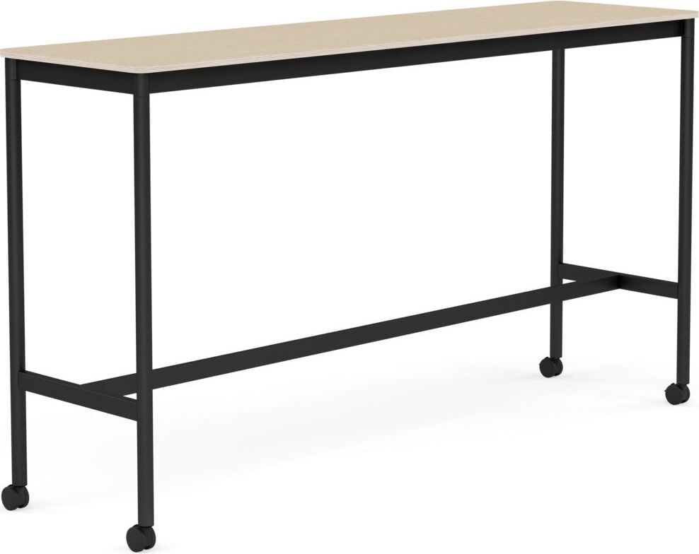 Base Tisch mit Rollen 50 x 190 x 105 cm lackiertes Eichenfurnier schwarze Beine