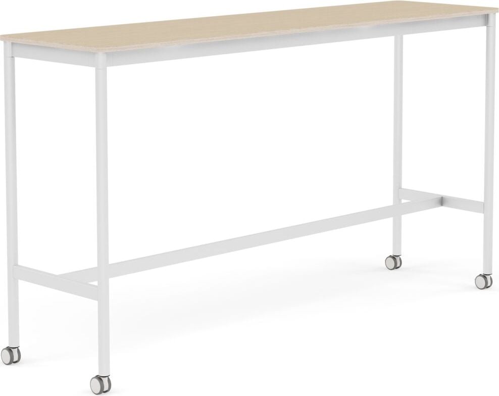 Base Tisch mit Rollen 50 x 190 x 105 cm lackiertes Eichenfurnier weiße Beine