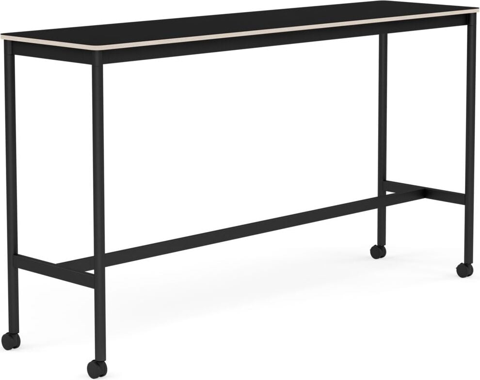 Base Tisch mit Rollen 50 x 190 x 105 cm schwarz laminiert schwarze Beine