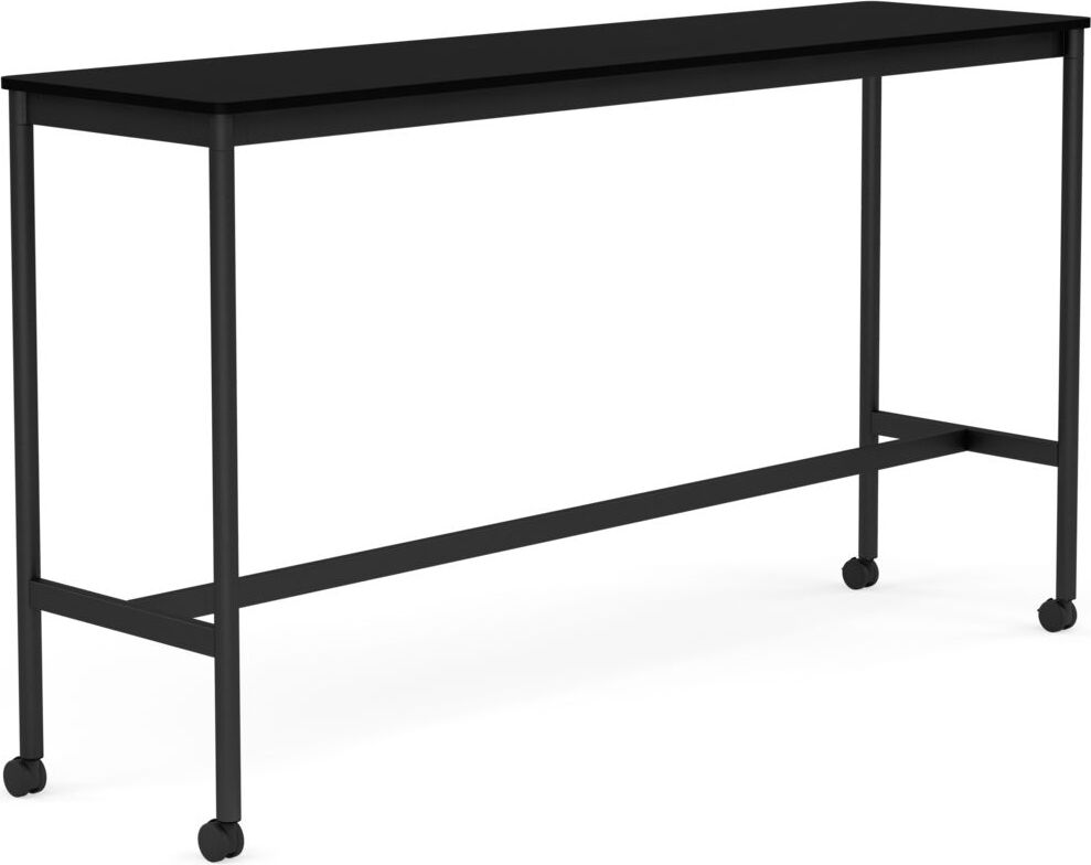 Base Tisch mit Rollen 50 x 190 x 105 cm schwarz laminiertes ABS schwarze Beine
