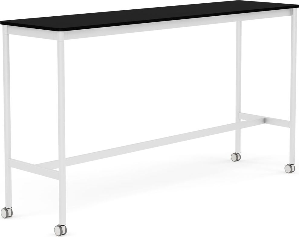 Base Tisch mit Rollen 50 x 190 x 105 cm schwarz laminiertes ABS weiße Beine