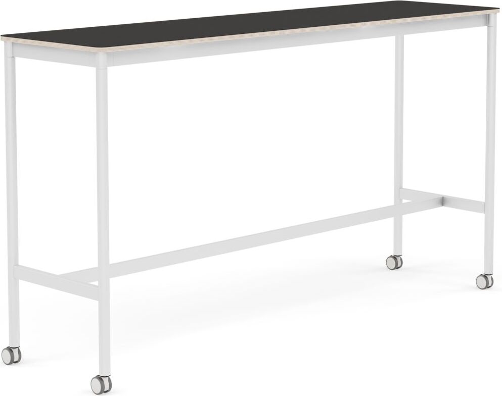Base Tisch mit Rollen 50 x 190 x 105 cm schwarz Linoleum weiße Beine