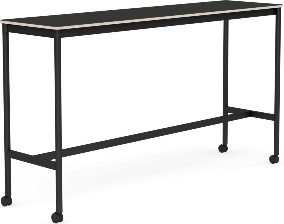 Base Tisch mit Rollen 50 x 190 x 105 cm schwarz Nanolaminat schwarze Beine