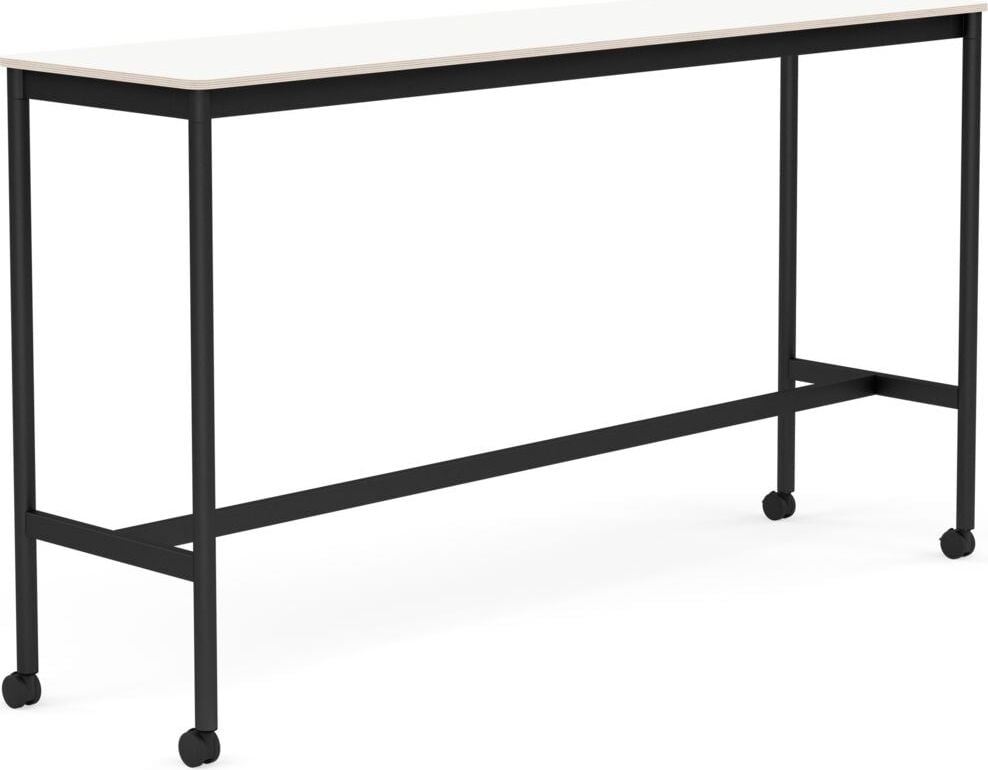 Base Tisch mit Rollen 50 x 190 x 105 cm weiß laminiert schwarze Beine