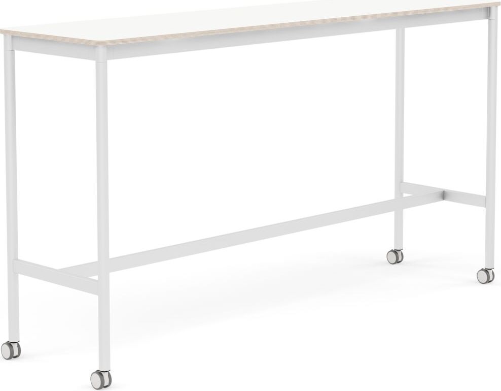 Base Tisch mit Rollen 50 x 190 x 105 cm weiß laminiert weiße Beine
