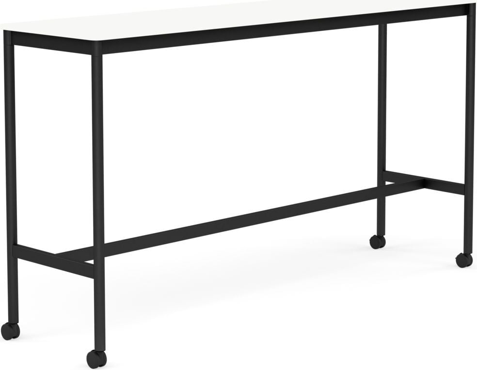 Base Tisch mit Rollen 50 x 190 x 105 cm weiß laminiertes ABS schwarze Beine