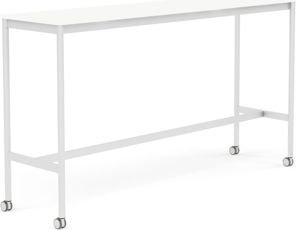 Base Tisch mit Rollen 50 x 190 x 105 cm weiß laminiertes ABS weiße Beine