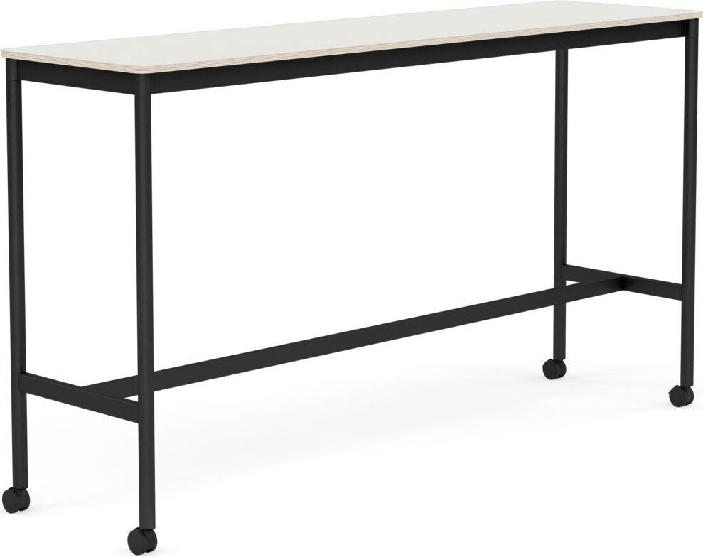 Base Tisch mit Rollen 50 x 190 x 105 cm weiß Nanolaminat schwarze Beine