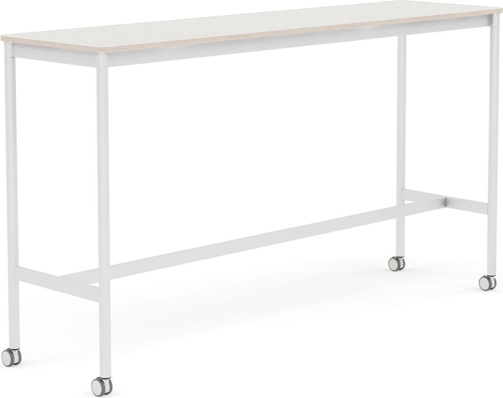 Base Tisch mit Rollen 50 x 190 x 105 cm weiß Nanolaminat weiße Beine