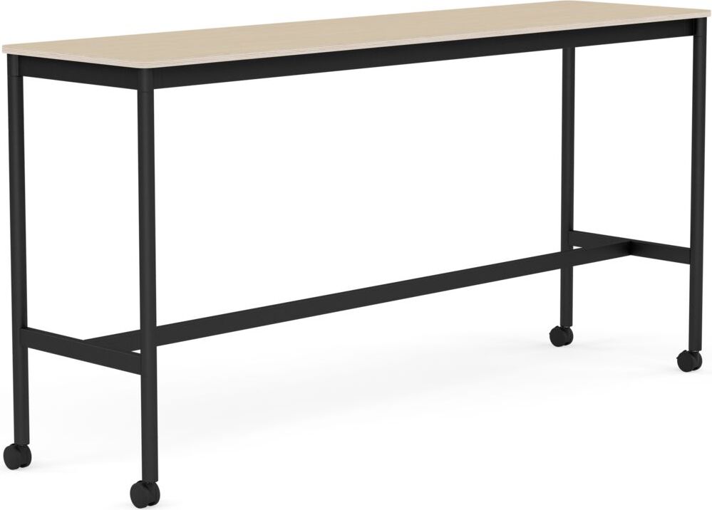 Base Tisch mit Rollen 50 x 190 x 95 cm lackiertes Eichenfurnier schwarze Beine