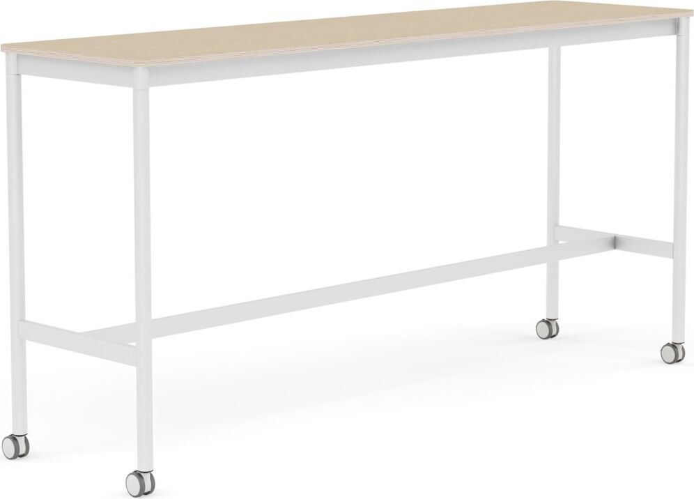 Base Tisch mit Rollen 50 x 190 x 95 cm lackiertes Eichenfurnier weiße Beine