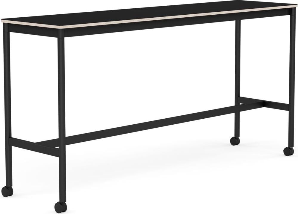 Base Tisch mit Rollen 50 x 190 x 95 cm schwarz laminiert schwarze Beine