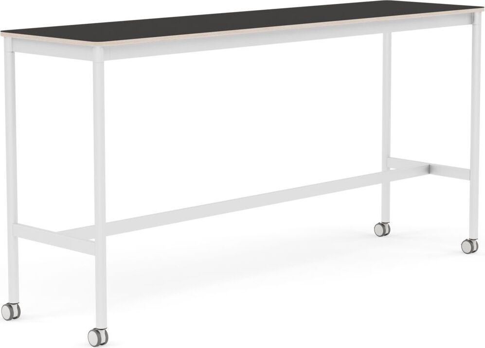 Base Tisch mit Rollen 50 x 190 x 95 cm schwarz Linoleum weiße Beine