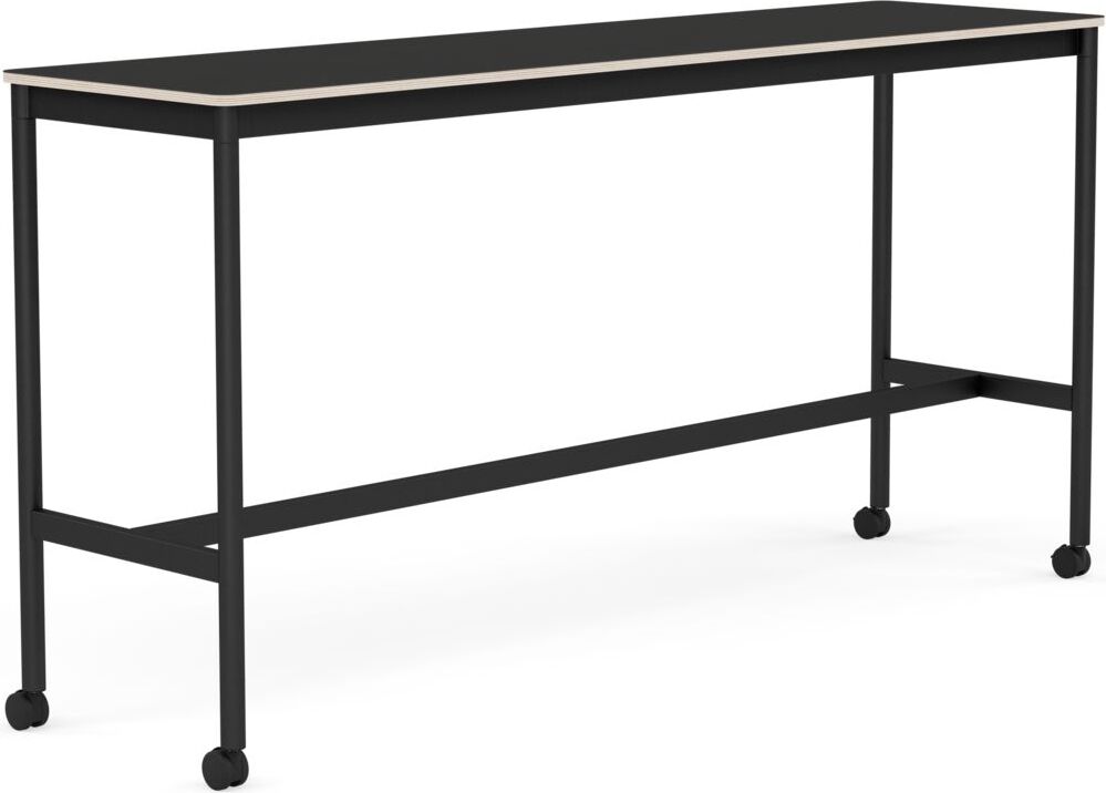 Base Tisch mit Rollen 50 x 190 x 95 cm schwarz Nanolaminat schwarze Beine