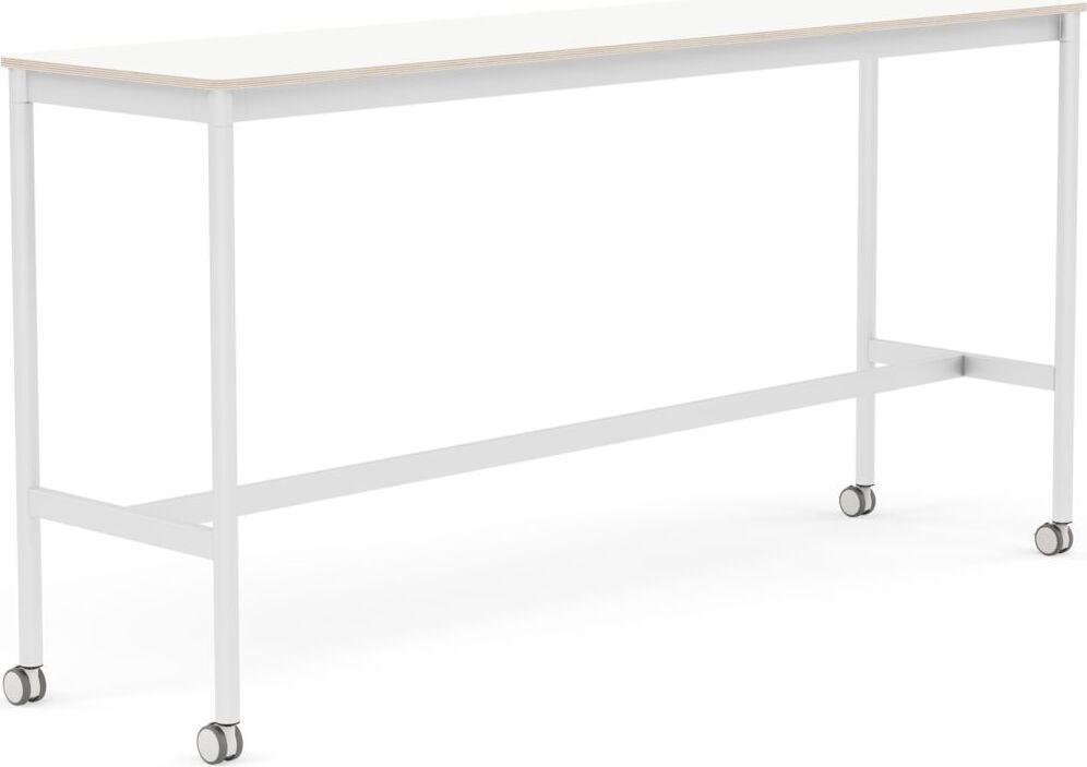 Base Tisch mit Rollen 50 x 190 x 95 cm weiß laminiert weiße Beine