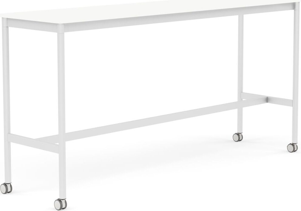 Base Tisch mit Rollen 50 x 190 x 95 cm weiß laminiertes ABS weiße Beine