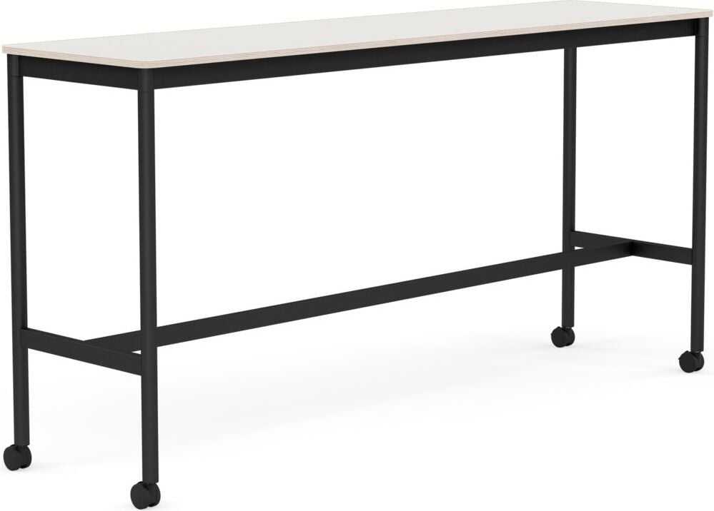 Base Tisch mit Rollen 50 x 190 x 95 cm weiß Nanolaminat schwarze Beine