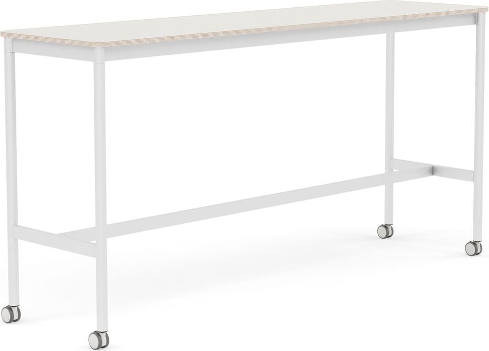 Base Tisch mit Rollen 50 x 190 x 95 cm weiß Nanolaminat weiße Beine