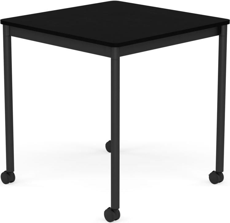 Base Tisch mit Rollen 70 cm quadratisch schwarz laminiertes ABS schwarze Beine