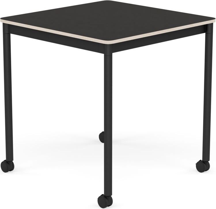 Base Tisch mit Rollen 70 cm quadratisch schwarz Linoleum schwarze Beine