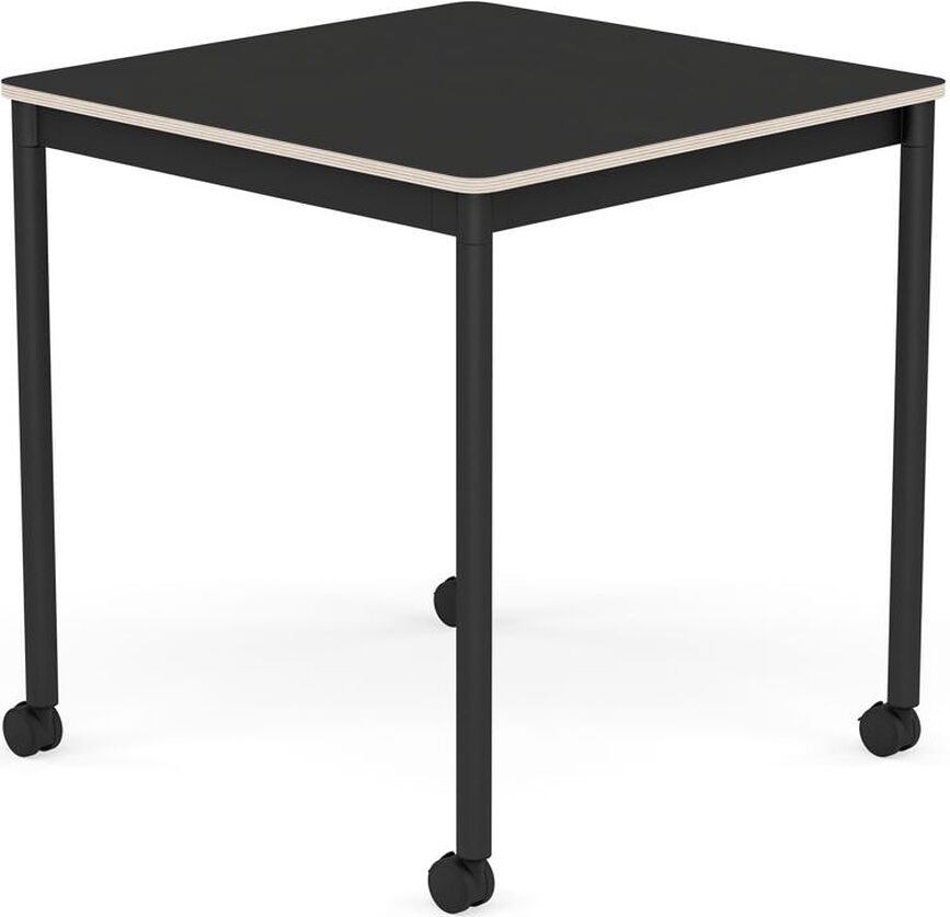 Base Tisch mit Rollen 70 cm quadratisch schwarz Nanolaminat schwarze Beine