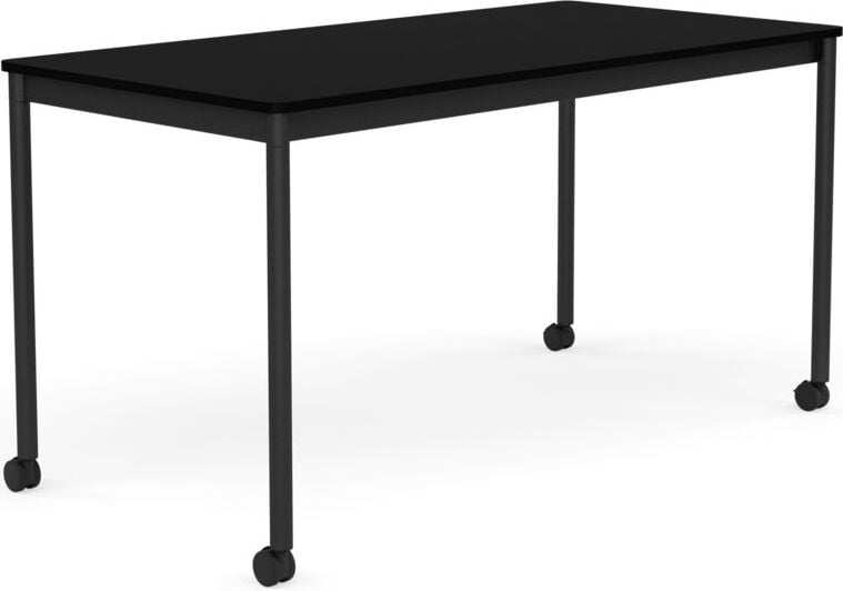 Base Tisch mit Rollen 70 x 140 cm schwarz laminiertes ABS schwarze Beine