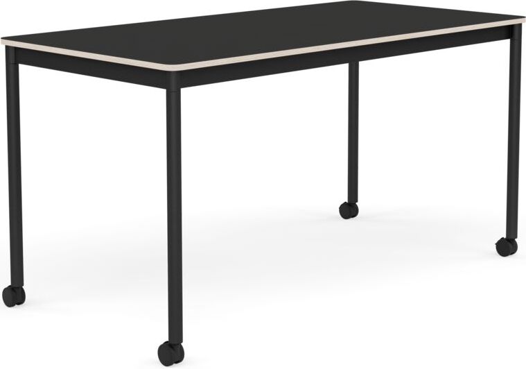 Base Tisch mit Rollen 70 x 140 cm schwarz Nanolaminat schwarze Beine