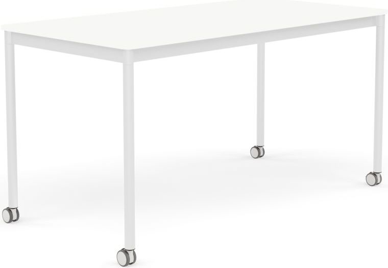 Base Tisch mit Rollen 70 x 140 cm weiß laminiertes ABS weiße Beine