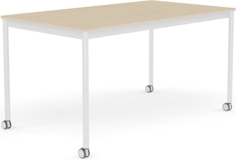 Base Tisch mit Rollen 80 x 140 cm lackiertes Eichenfurnier weiße Beine