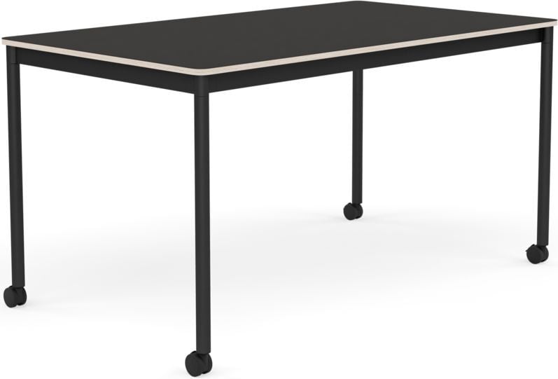 Base Tisch mit Rollen 80 x 140 cm schwarz Linoleum schwarze Beine