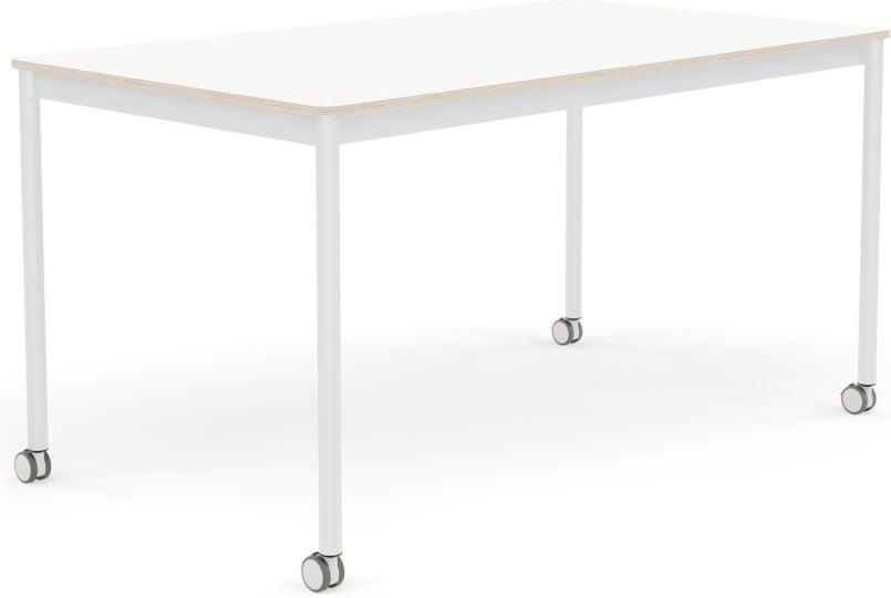 Base Tisch mit Rollen 80 x 140 cm weiß laminiert weiße Beine